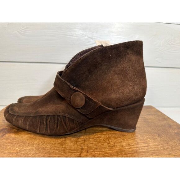 Hispanitas Brown Leather Suede Pointy Ankle Booties NWT Size 38 (7.5) - Picture 11 of 11